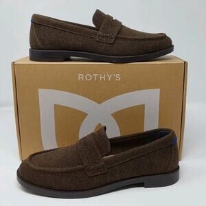 Rothy’s The Revelvet Penny Loafer Womens Size 7 Brown Knit Slip On Flats